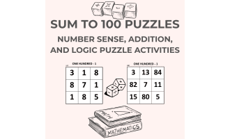 Magic Square Puzzles / Sum to 100 Number / Math Logic Puzzle Worksheet