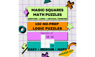Magic Squares Math Puzzles / 150 Logic Puzzles / Math Centers