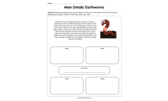 Main Details Earthworms Worksheet