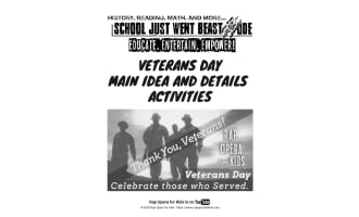 Main Idea and Details Activities: Veteran's Day | Nonfiction Passage with Questions
