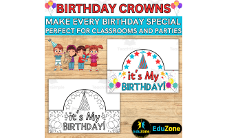 Make Your Party Pop with Editable Birthday Crowns and Colorful Hats.
