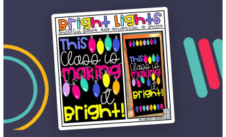 Making it Bright Christmas Lights Bulletin Board Kit, Door Decoration Set, or Poster