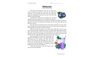 Making Juice Reading Comprehension Worksheet