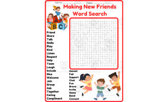 Making New Friends Word Search Puzzle Worksheet Activities games