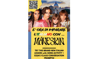 Måneskin Italian lesson plan with song activity + essay/conversation practice!