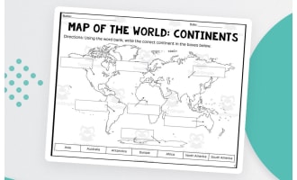 World Map Labeling Packet – Continents, Oceans, Mountains