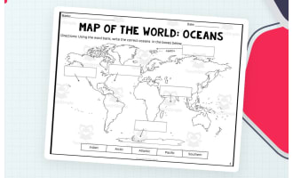 Map of the World – Labeling Worksheets