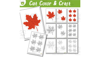 Maple Leaf Set Activity for Preschoolers Coloring Tracing and Cutting