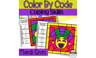 Mardi Gras Color By Code Coping Skills Activities
