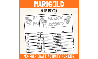 Marigold Plant Flipbook Craft DIY Botany Science Study Writing Prompt