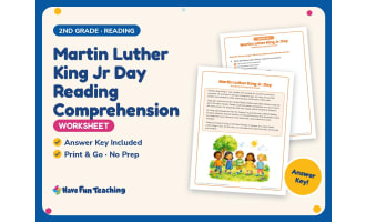 Martin Luther King Jr Day Reading Comprehension Worksheet – 2nd Grade