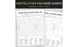 Martin Luther King Jr. Word Search, Puzzle Worksheet Activity