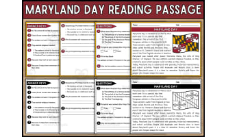 Maryland Day Reading Comprehension Passage and Questions