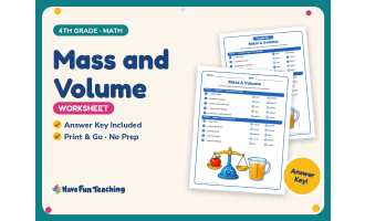 Mass and Volume Worksheet – 4th Grade Capacity & Measurement Practice