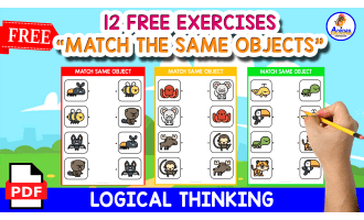 MATCH THE SAME OBJECTS | ANIMALS ICONS | FREE RESOURCE