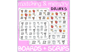 MATCHING & MEMORY BOARDS WITH STRIPS| DRINKS