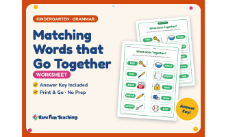 Matching Words that Go Together Worksheet – Kindergarten Sorting