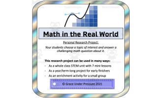 Math in the Real World: Personal Math Research Project for STEM, Enrichment, or Early-Finishers