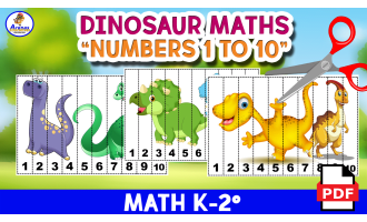 MATH PUZZLE Numbers 1 to 10 - DINOSAUR THEME