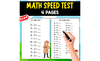 MATH SPEED TEST | 4 FREE PAGES | ADDITION+SUBTRACTION