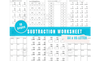 Math Subtraction Worksheet for Daily drill