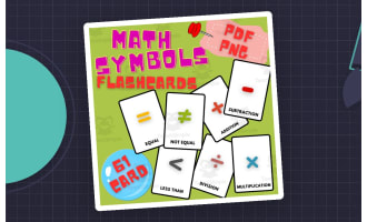 Math Symbols Flash Cards in English