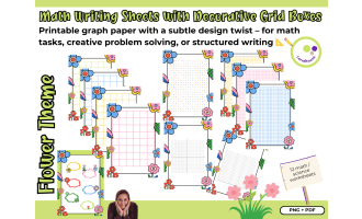 Math Writing Sheets with Decorative Grid Boxes