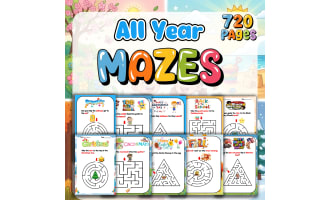 Mazes Kindergarten - Preschool All Year BUNDLE | Early Finishers, Fine