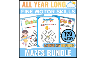 Mazes Kindergarten - Preschool All Year BUNDLE | Early Finishers, Fine