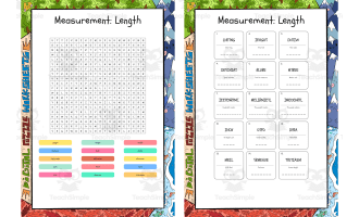 Measurement Length word search, scramble and crossword puzzle
