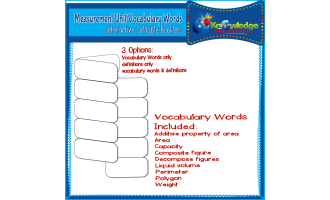 Measurement Unit Vocabulary Words Interactive Foldables for 3rd Grade – EBOOK