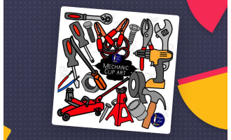 Mechanic Tools Clip Art – 42-Image Color & B&W Set