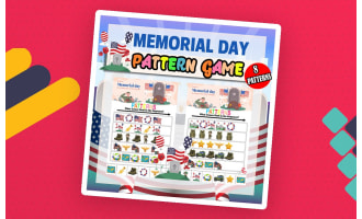 Memorial Day Finish the Pattern Worksheets Activity Puzzles for Pre an