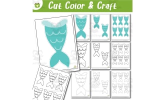 Mermaid Tail Template Activity Set | Cutting, Coloring & Tracing Prek