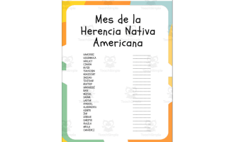 Mes de la Herencia de los Nativos Americanos: Sopa de Letras y Palabra