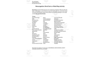 Metacognitive Word Sort or Mind Map Activity