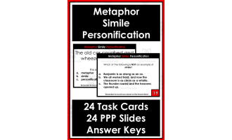 Metaphor Simile Personification 24 Task Cards 24 Powerpoint Slides