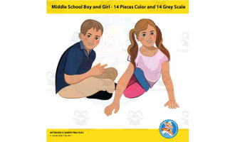 Middle School Boy and Girl Clipart