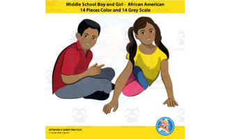 Middle School Clipart - African American Boy and Girl