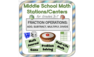 Middle School Math Stations or Centers: Fraction Operations + - x /