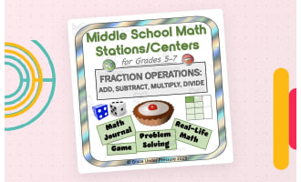 Middle School Math Stations or Centers: Fraction Operations + - x /