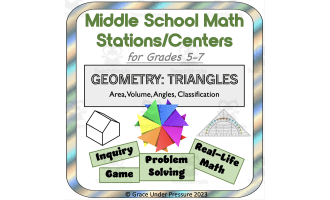 Middle School Math Stations or Centers: Triangles, Area, Angles