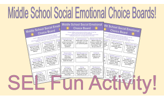 Middle School SEL Choice Boards – Tic-Tac-Toe Set