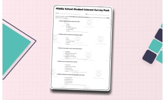 Middle School Student Interest Survey Pack