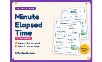 Minute Elapsed Time Worksheet – 3rd Grade Telling Time Practice