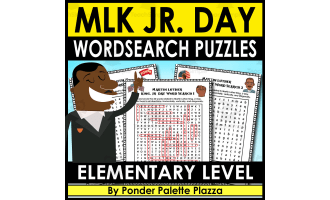 Mlk Day Jr. Wordsearch Puzzles + Answers - Elementary Level