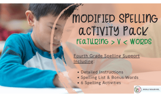 Modified Spelling Activities | List of  'v' Words