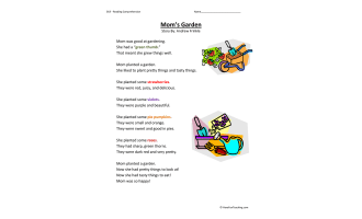 Mom's Garden Reading Comprehension Worksheet