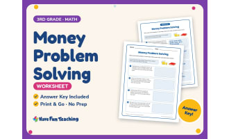 Money Problem Solving Worksheet – 3rd Grade Word Problems Practice