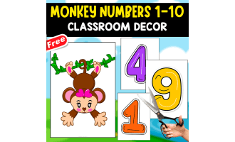 MONKEY NUMBERS 1-10 | CLASSROOM DECOR